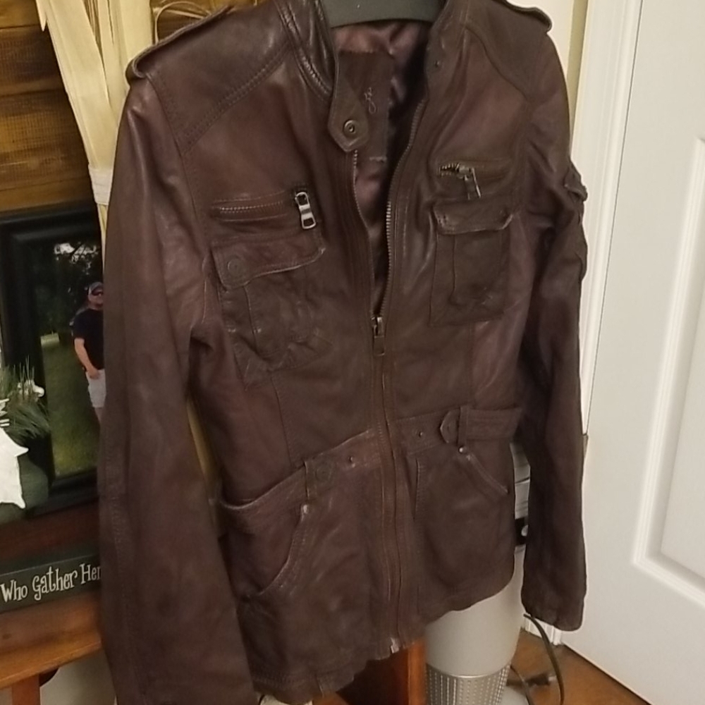 Maze deep burgundy leather jacket - Picture 3 of 8